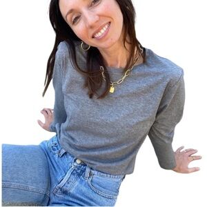 NWT GIRLFRIEND COLLECTIVE Cupro Long Sleeve Tee in Heather Gray